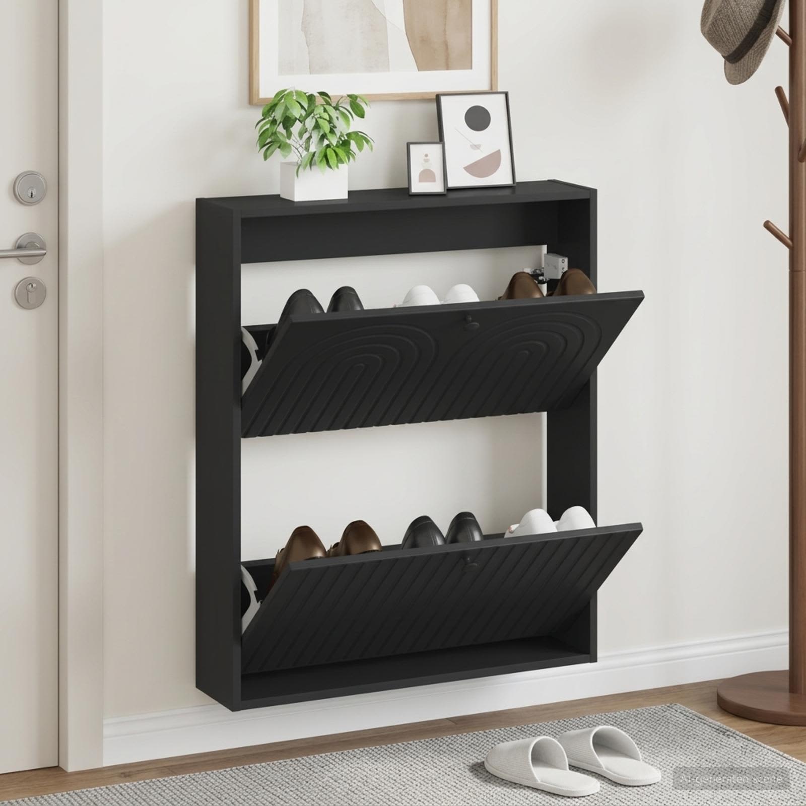 Wandmontierter Schuhschrank ALKMAAR 71 x 17 x 86 cm Schwarz