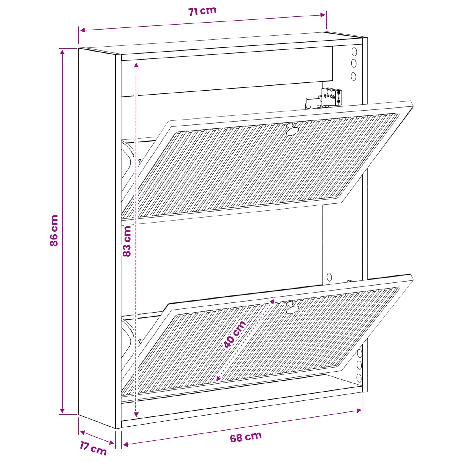 Wandmontierter Schuhschrank ALKMAAR 71 x 17 x 86 cm