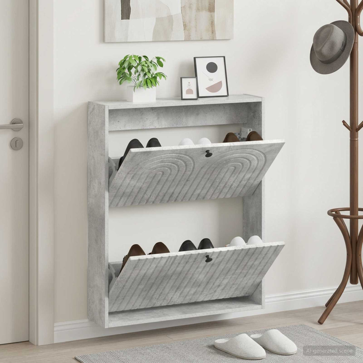 Wandmontierter Schuhschrank ALKMAAR 71 x 17 x 86 cm Betongrau