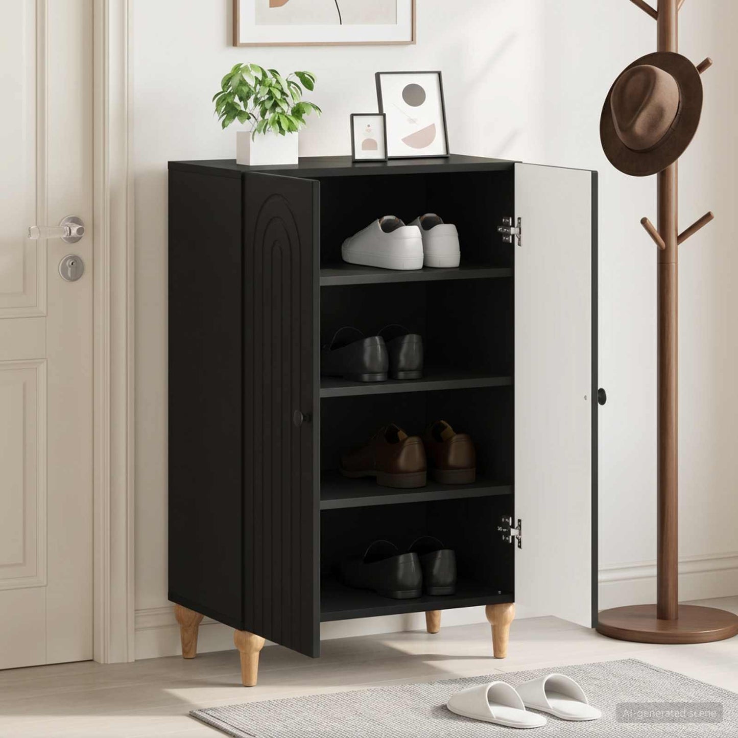 Schuhschrank ALKMAAR 59,5 x 39,5 x 90 cm Holzwerkstoff Schwarz
