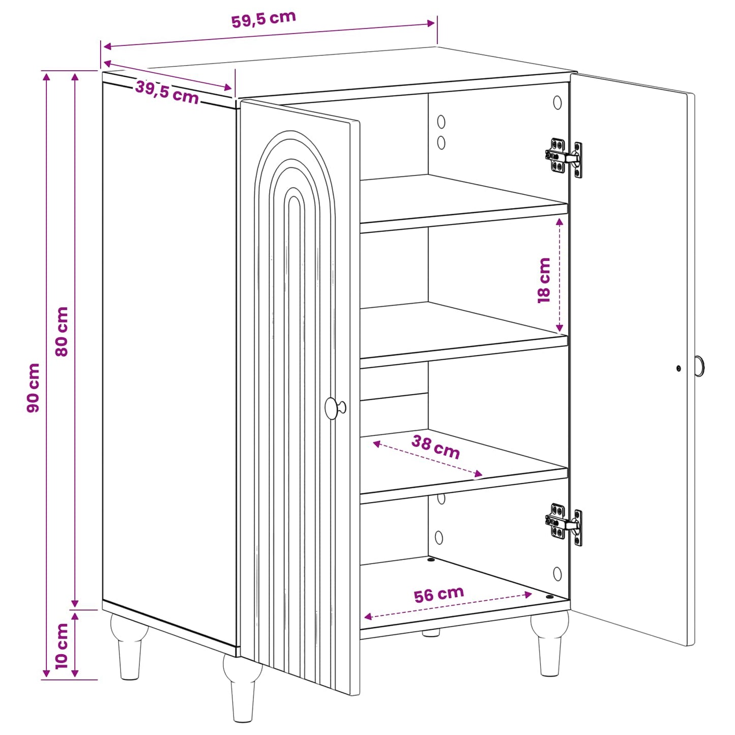 Schuhschrank ALKMAAR 59,5 x 39,5 x 90 cm Holzwerkstoff Schwarz