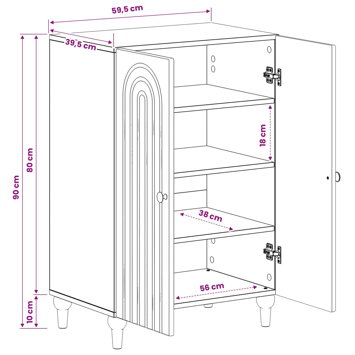 Schuhschrank ALKMAAR 59,5 x 39,5 x 90 cm Holzwerkstoff