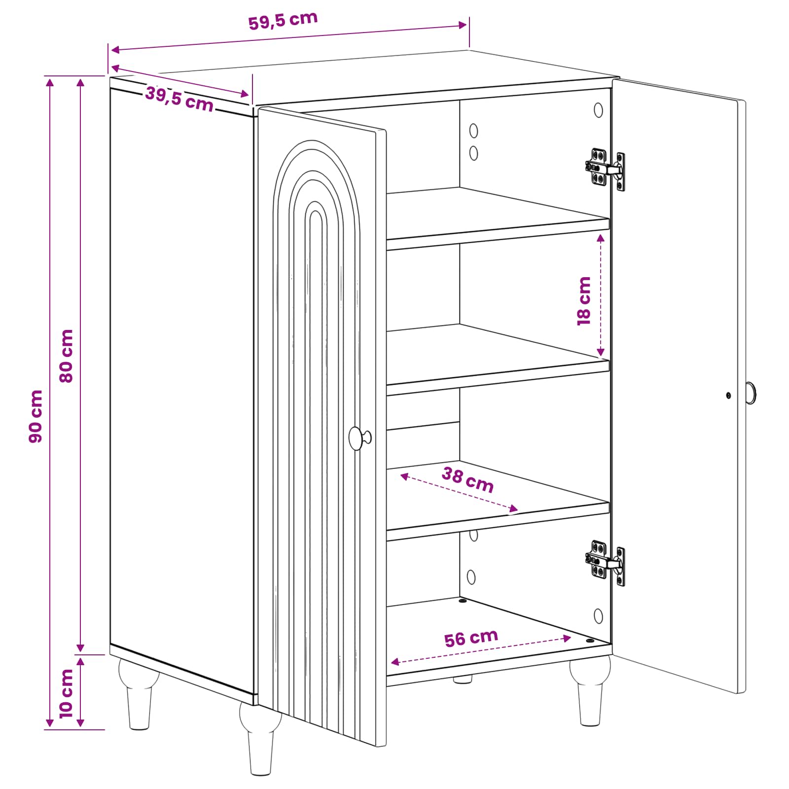 Schuhschrank ALKMAAR 59,5 x 39,5 x 90 cm Holzwerkstoff