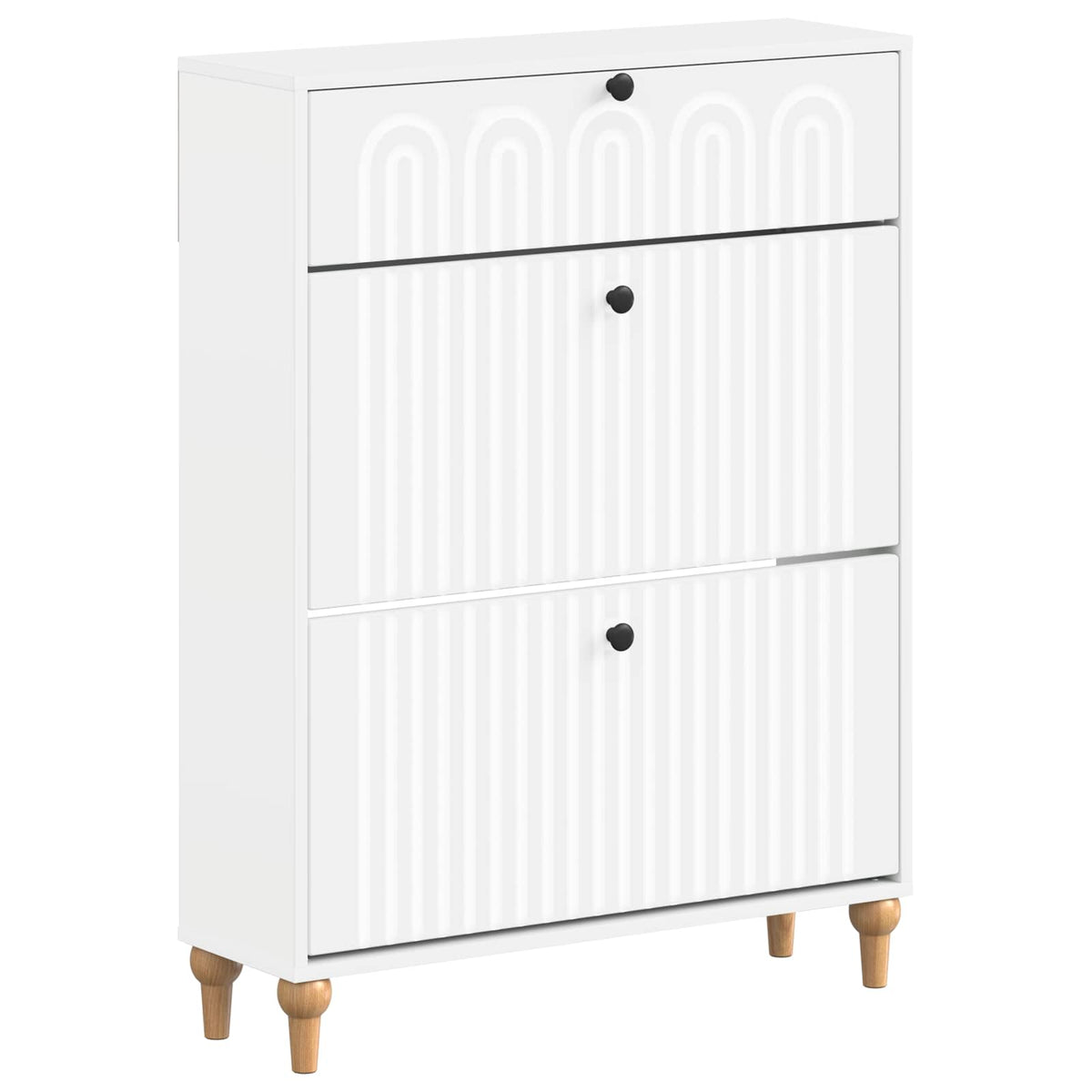 Schuhschrank ALKMAAR 78 x 24 x 103 cm Holzwerkstoff Weiß