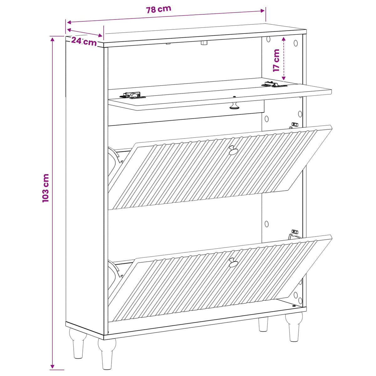Schuhschrank ALKMAAR 78 x 24 x 103 cm Holzwerkstoff Weiß