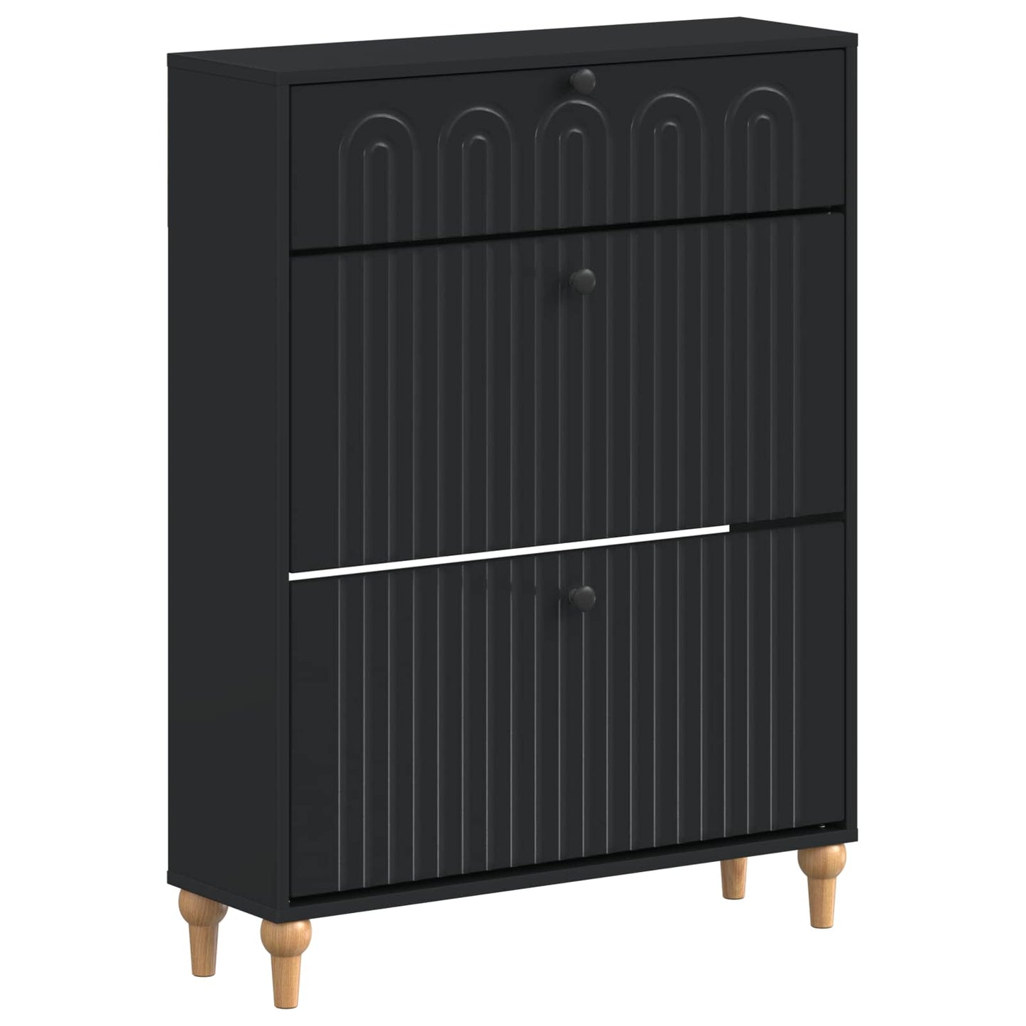 Schuhschrank ALKMAAR 78 x 24 x 103 cm Holzwerkstoff Schwarz