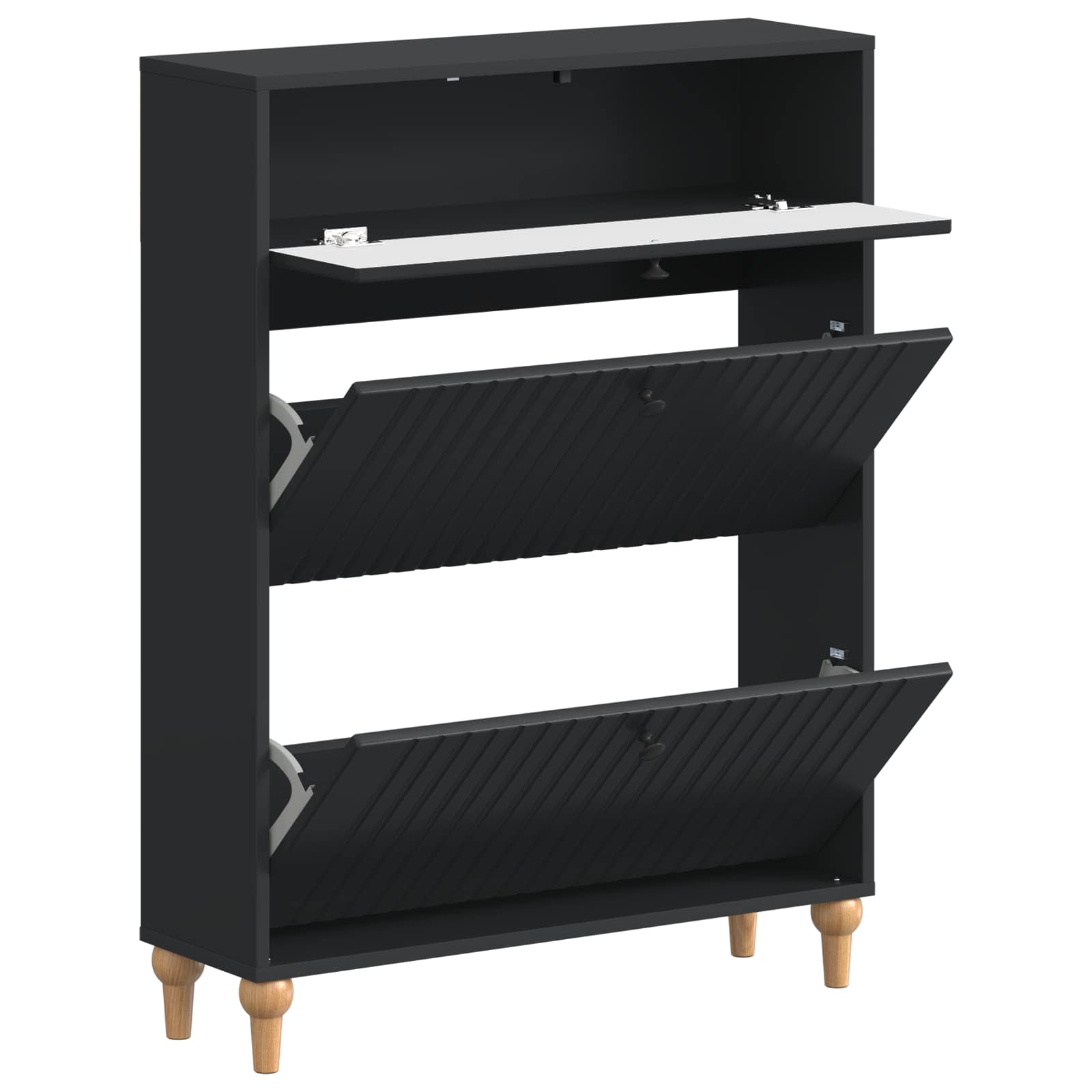 Schuhschrank ALKMAAR 78 x 24 x 103 cm Holzwerkstoff Schwarz