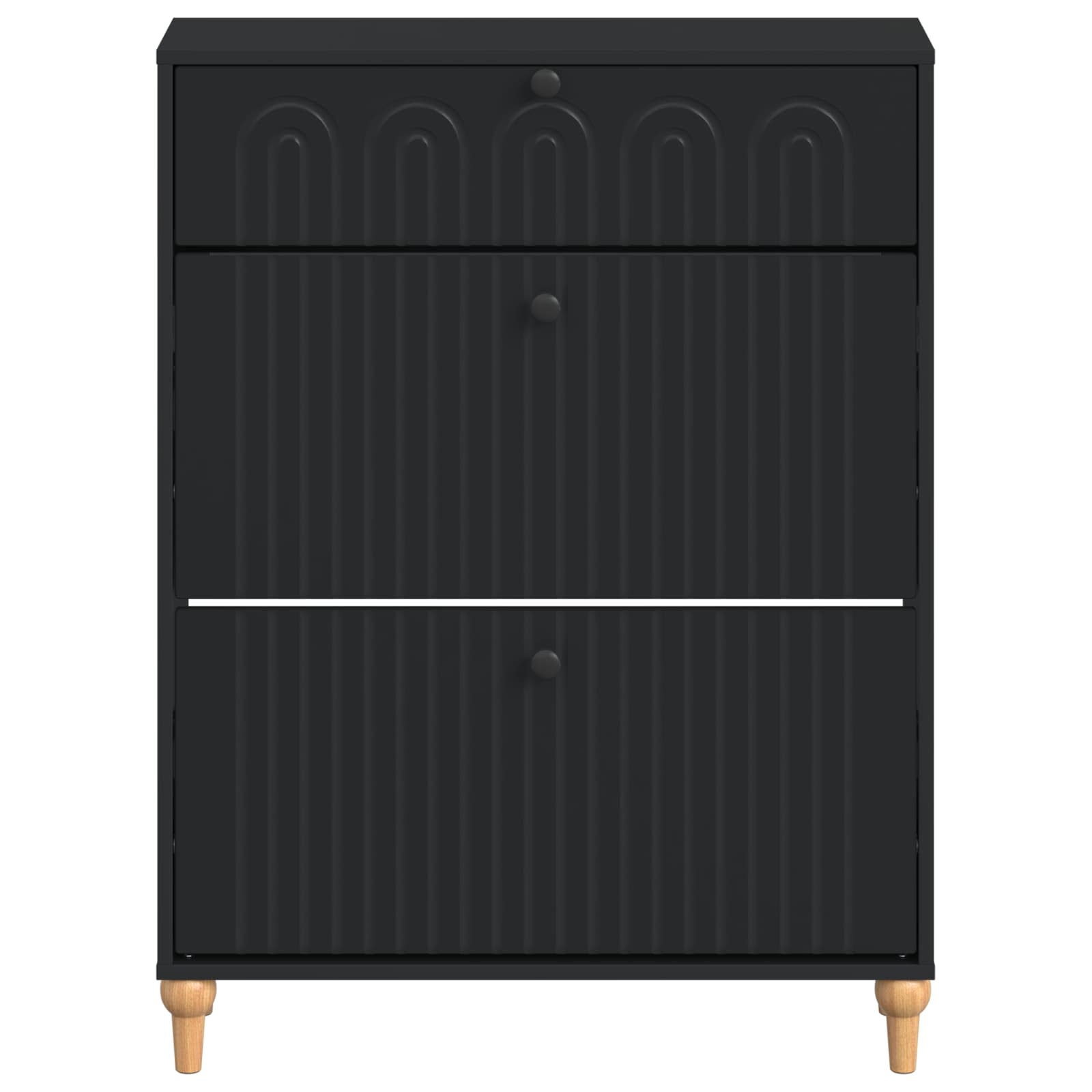 Schuhschrank ALKMAAR 78 x 24 x 103 cm Holzwerkstoff Schwarz