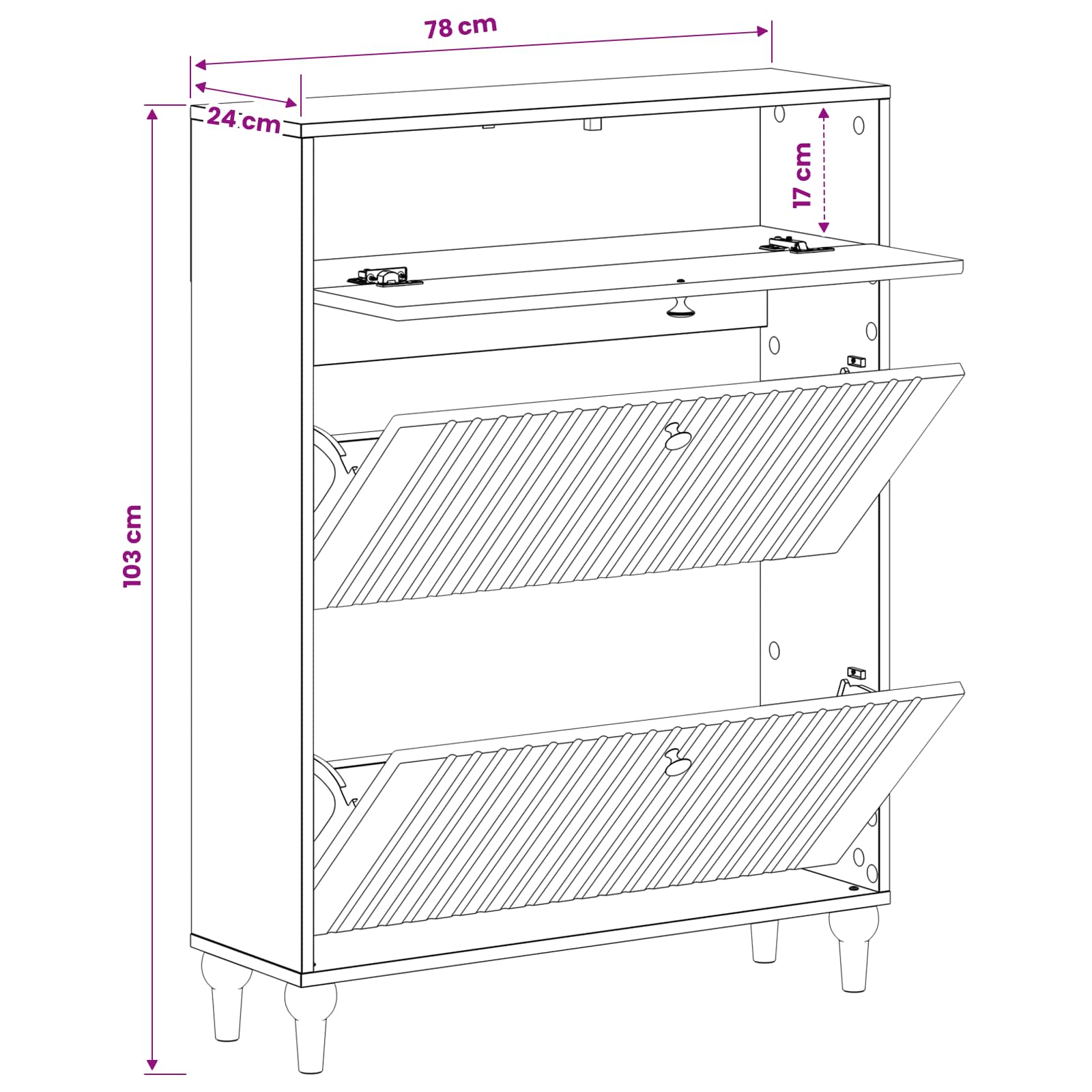 Schuhschrank ALKMAAR 78 x 24 x 103 cm Holzwerkstoff Schwarz