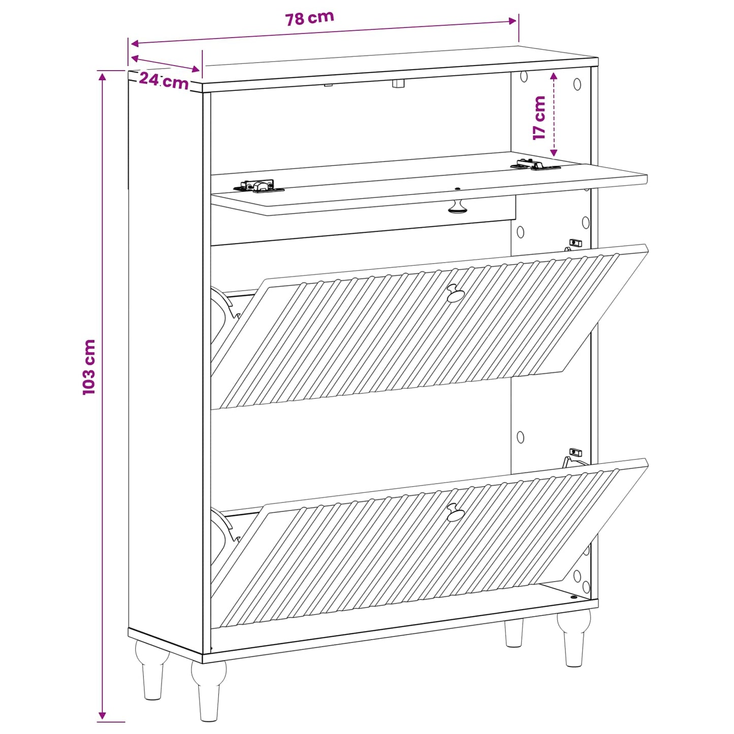 Schuhschrank ALKMAAR 78 x 24 x 103 cm Holzwerkstoff Betongrau