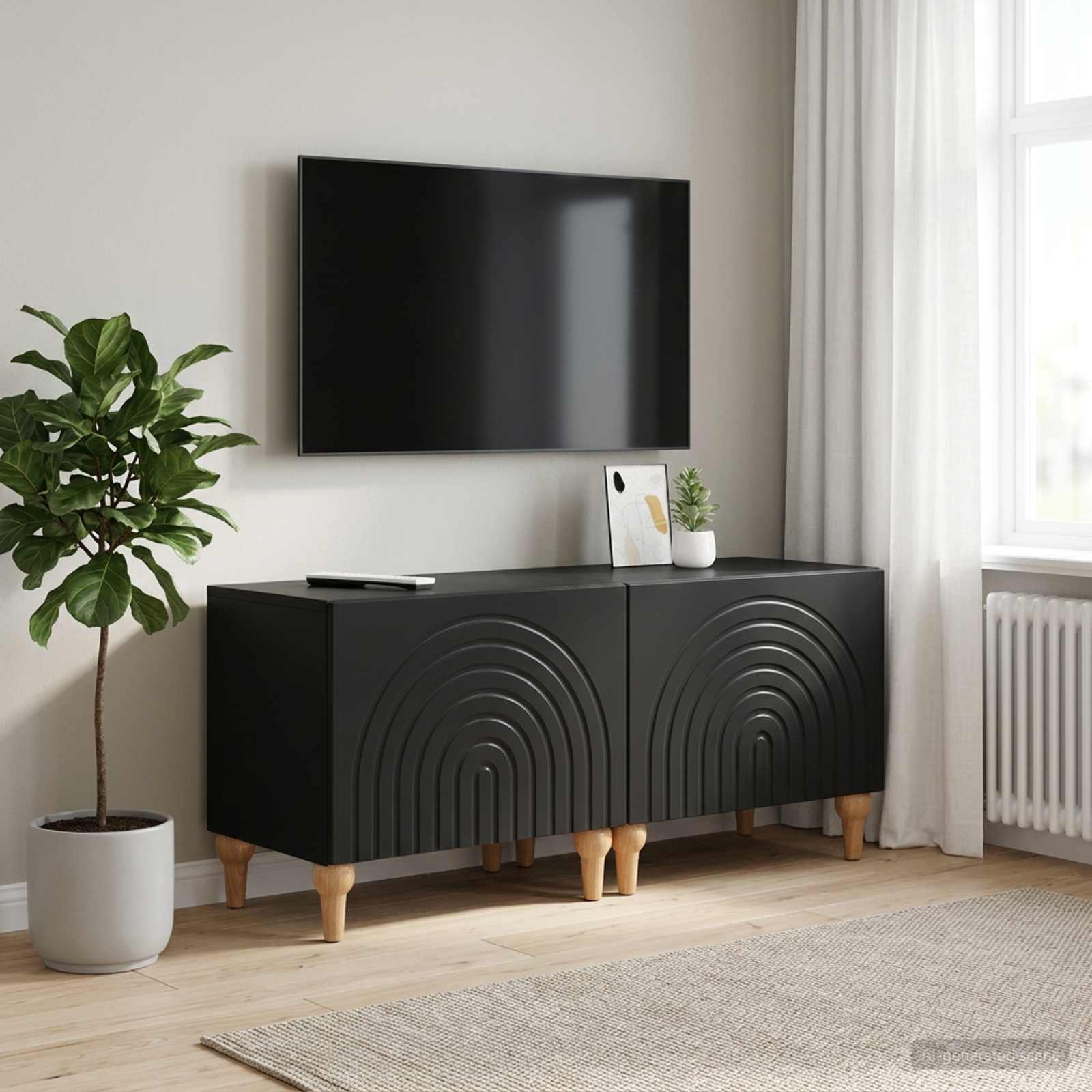 TV-Schrank Schwarz Holzwerkstoff