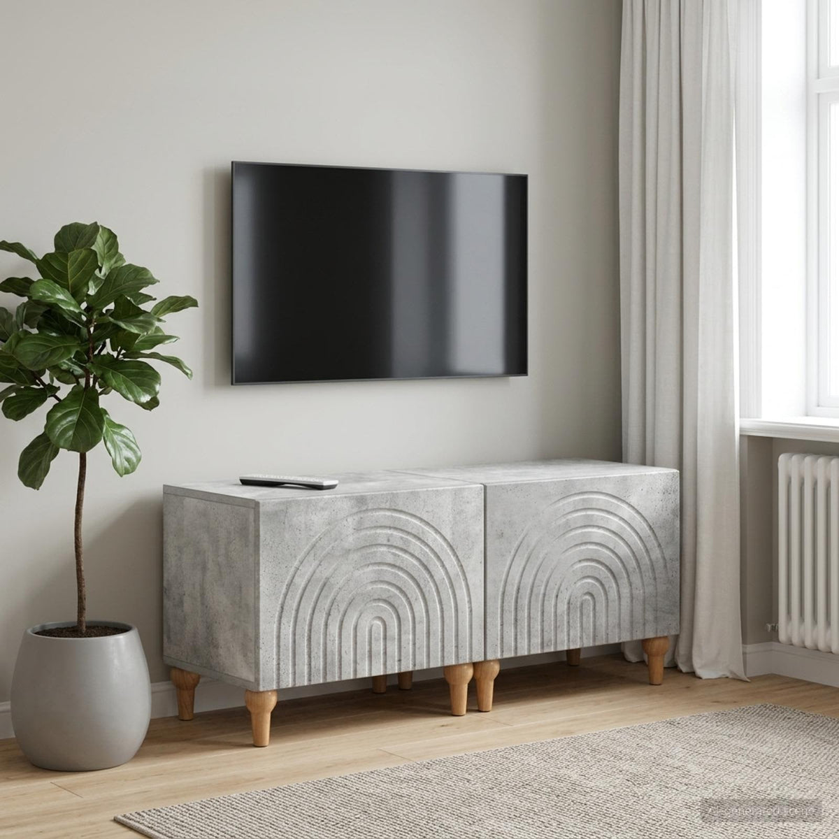 TV-Schrank Betongrau Holzwerkstoff
