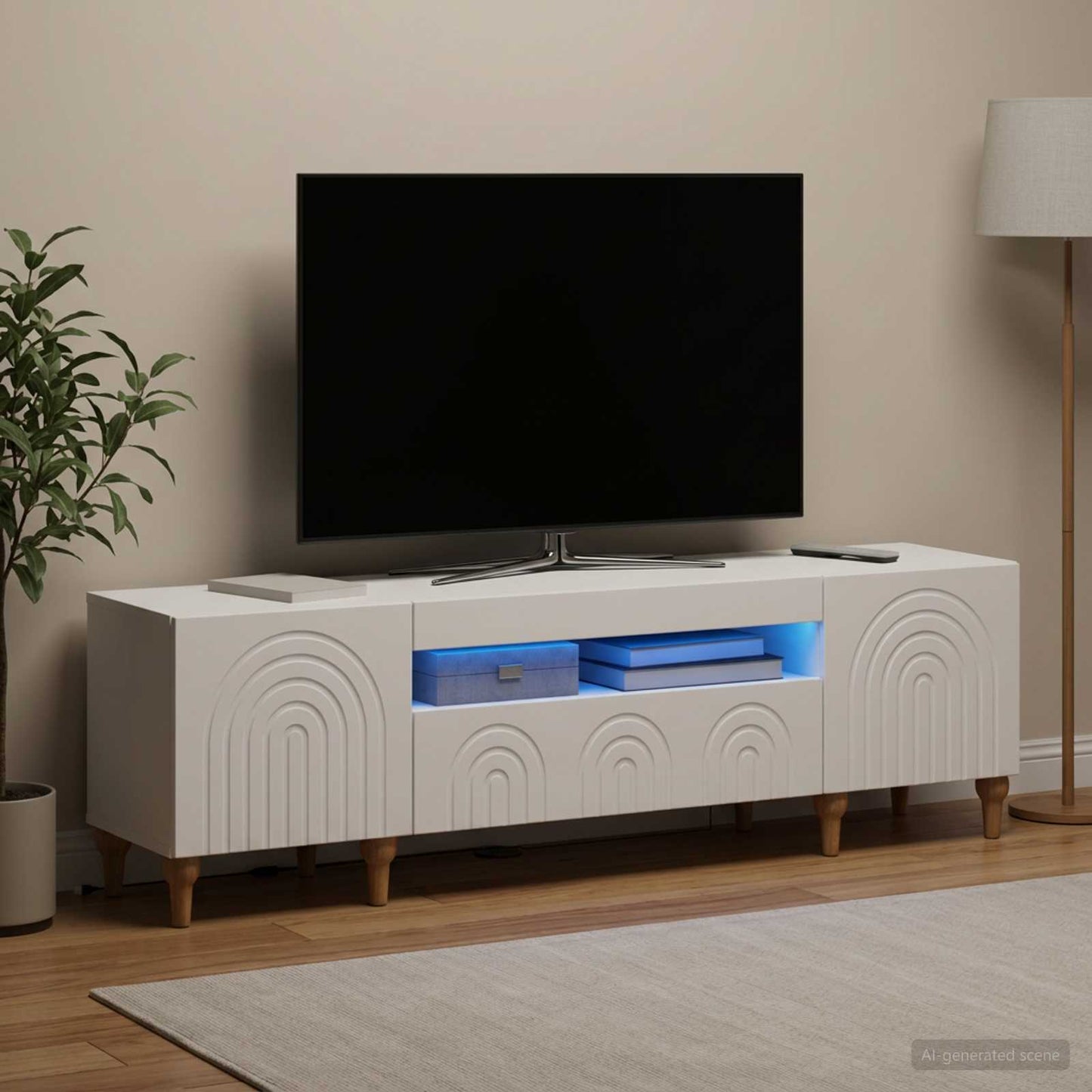 LED-TV-Schrank Weiß Holzwerkstoff