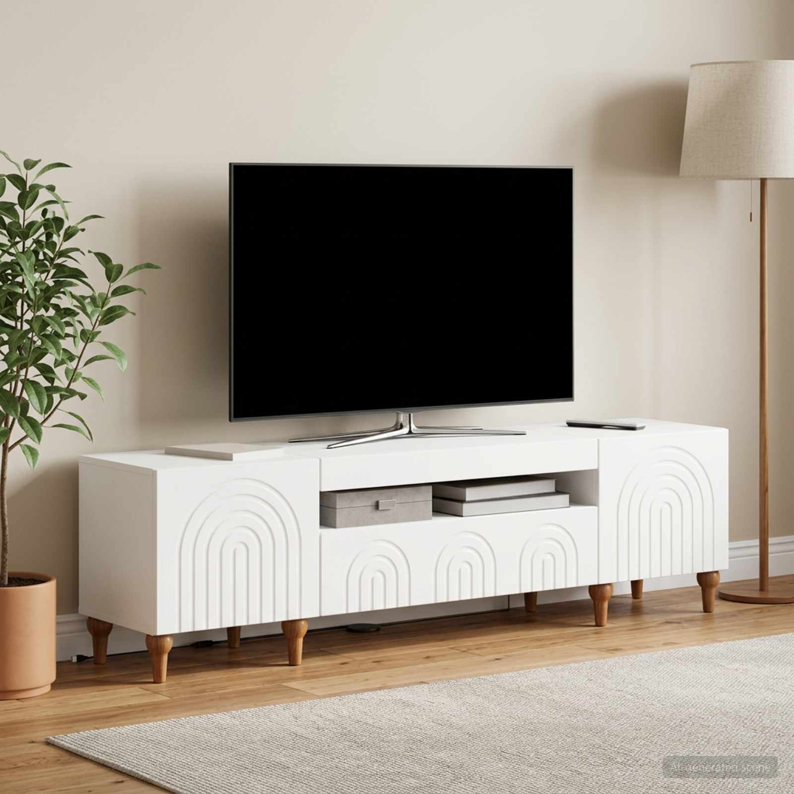 LED-TV-Schrank Weiß Holzwerkstoff