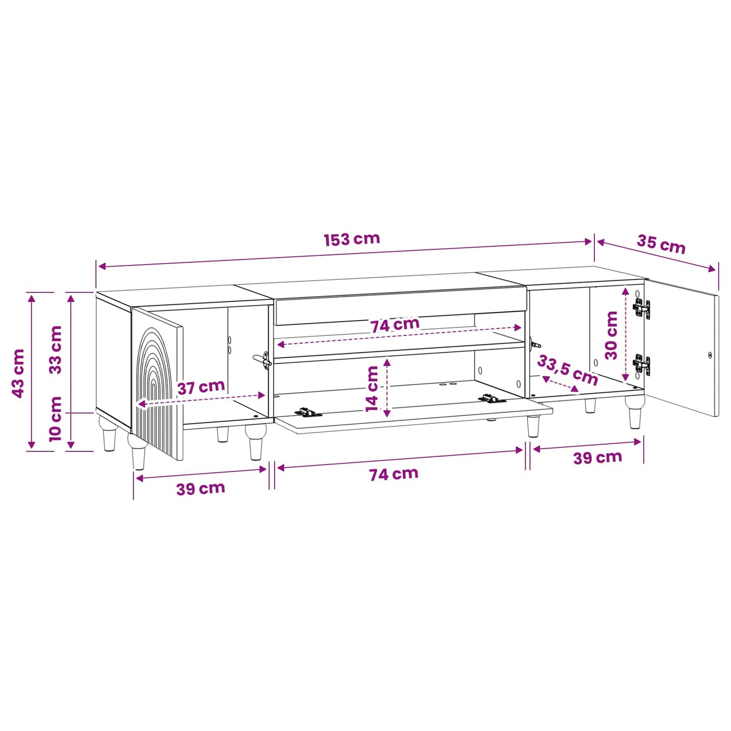 LED-TV-Schrank Weiß Holzwerkstoff