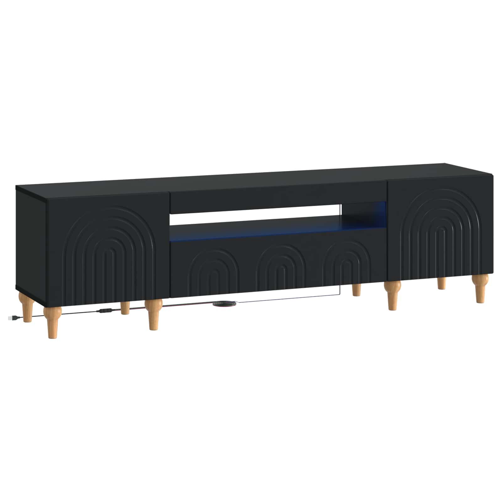 LED-TV-Schrank Schwarz Holzwerkstoff