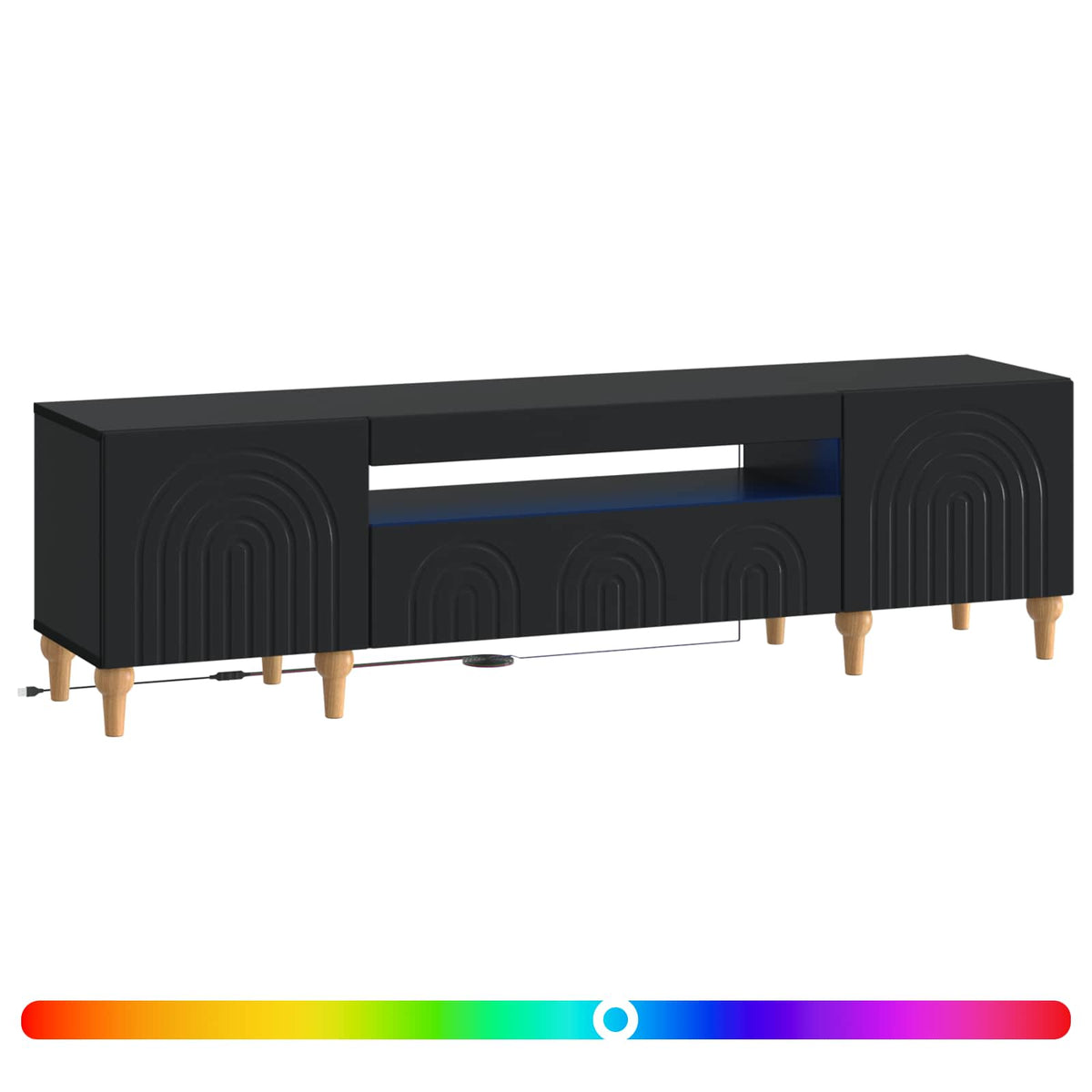 LED-TV-Schrank Schwarz Holzwerkstoff