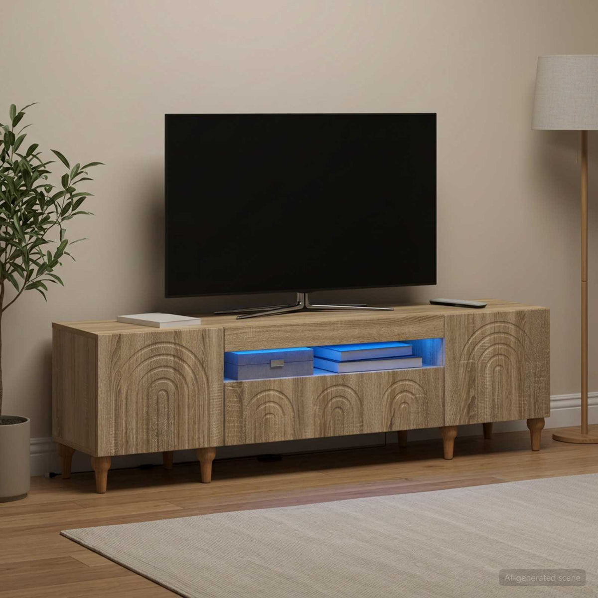 LED-TV-Schrank Sonoma-Eiche Holzwerkstoff