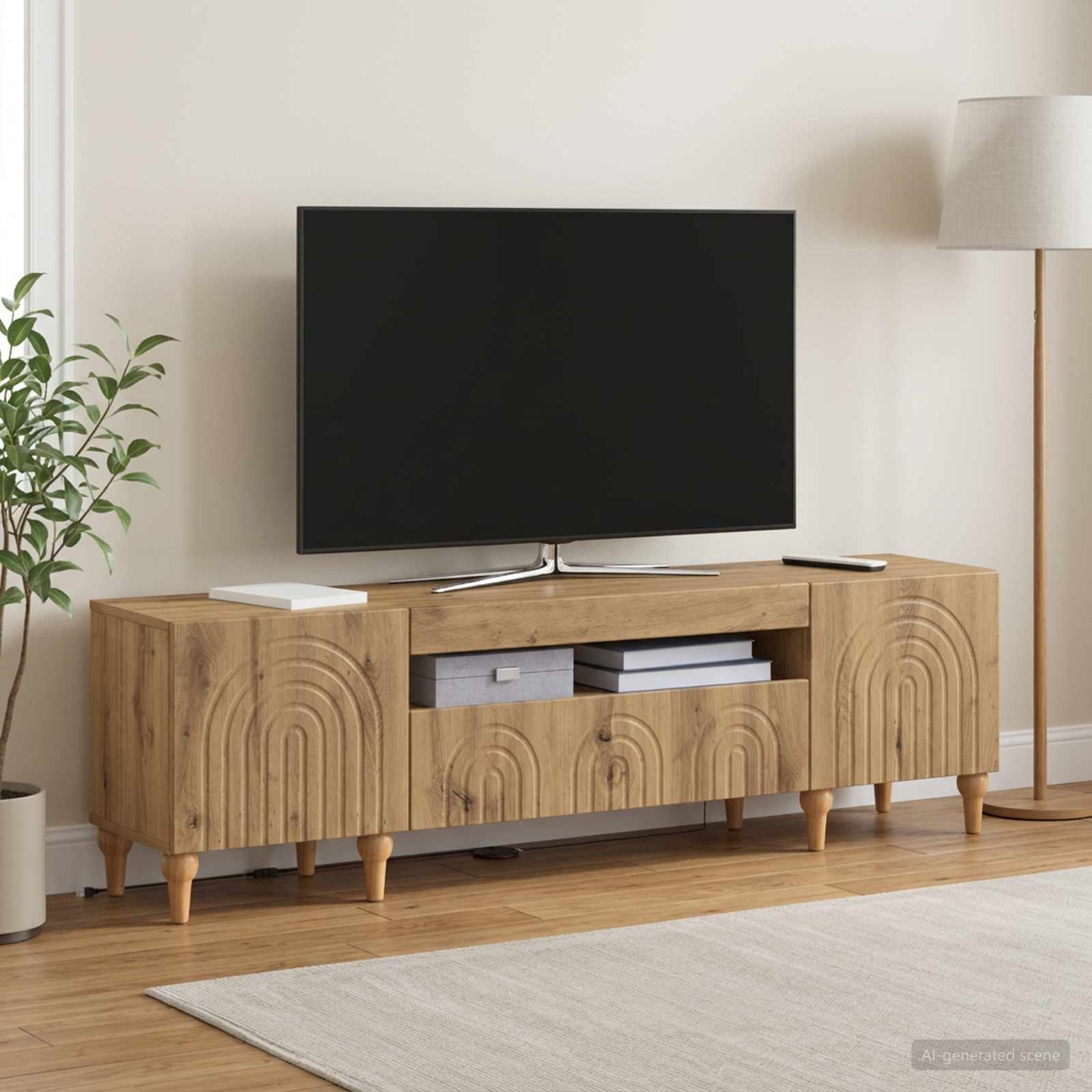 LED-TV-Schrank ALKMAAR Artisan-Eiche Holzwerkstoff