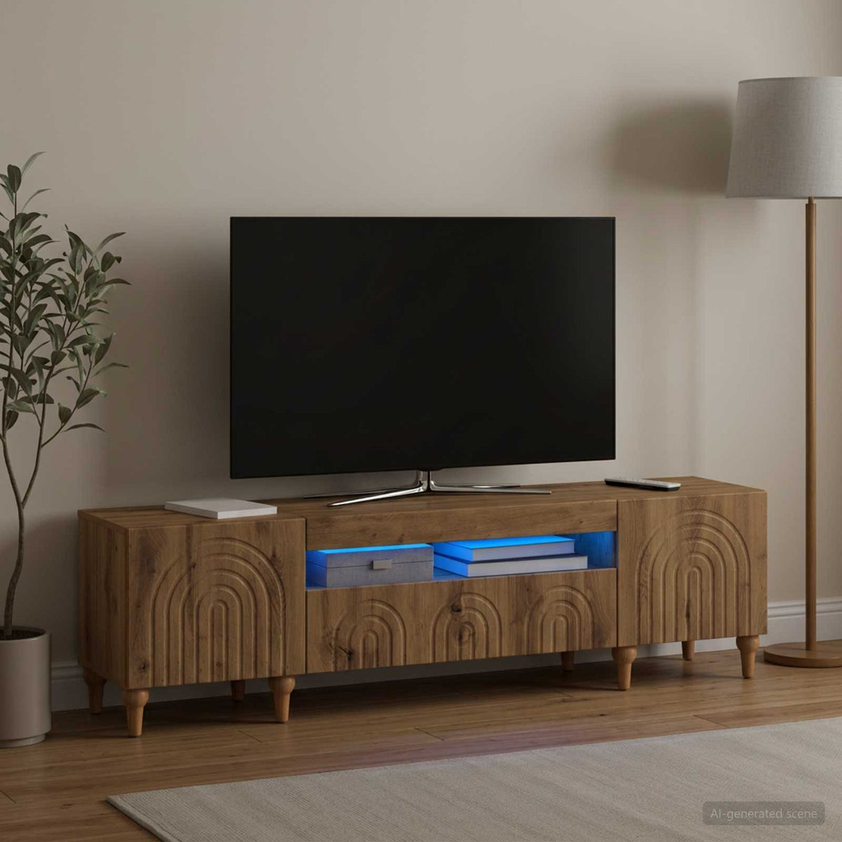 LED-TV-Schrank ALKMAAR Artisan-Eiche Holzwerkstoff