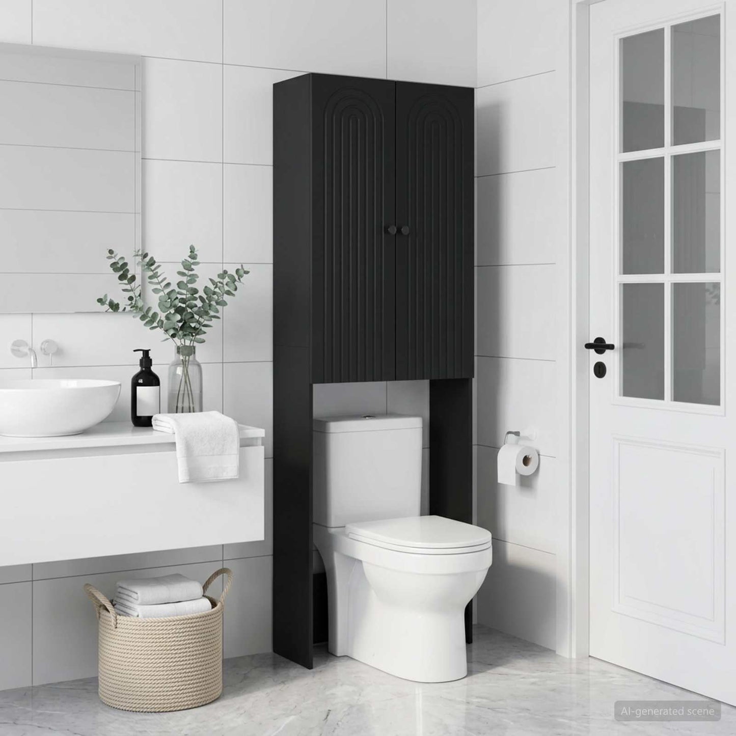 Toilettenschrank ALKMAAR Schwarz 66 x 25,5 x 190 cm