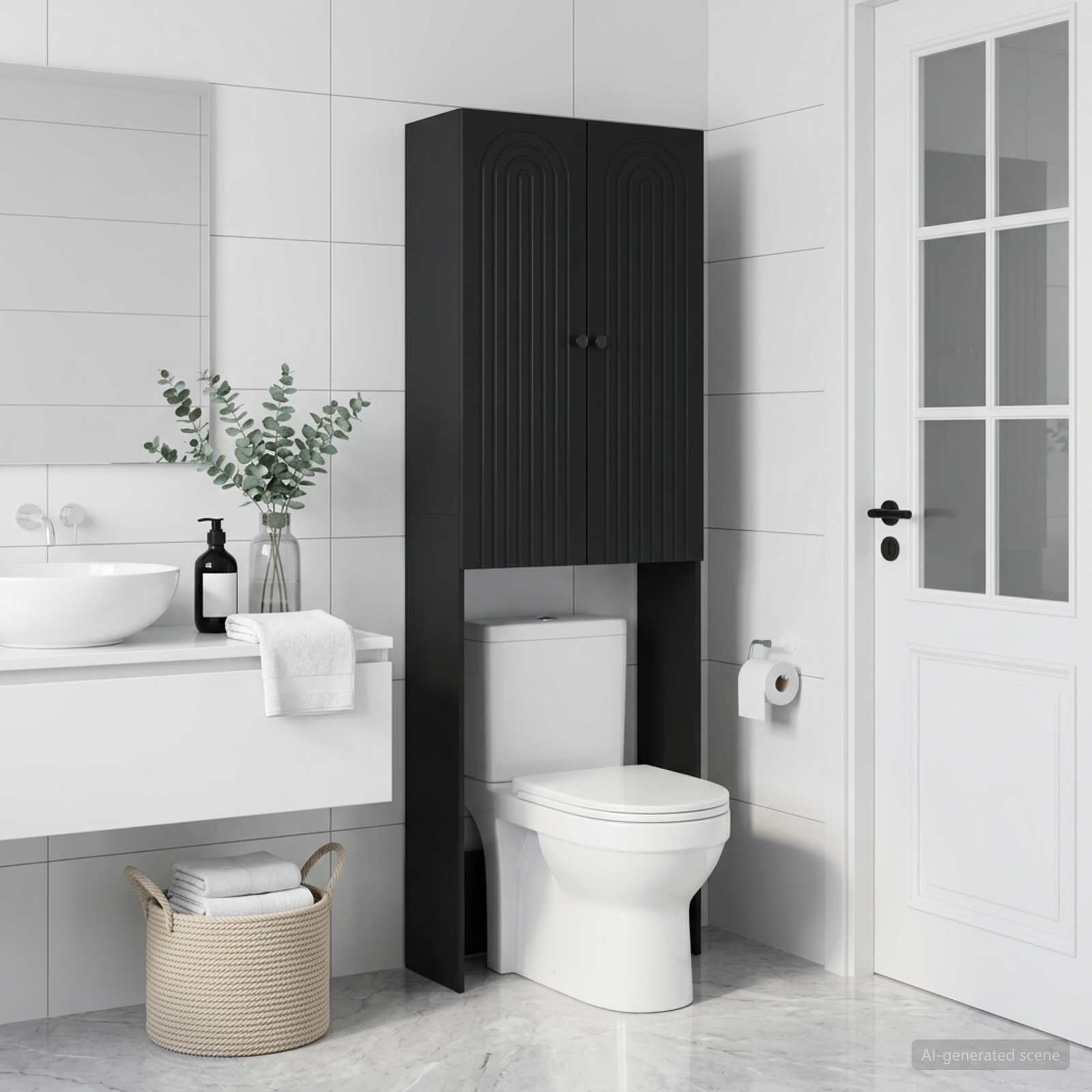 Toilettenschrank ALKMAAR Schwarz 66 x 25,5 x 190 cm