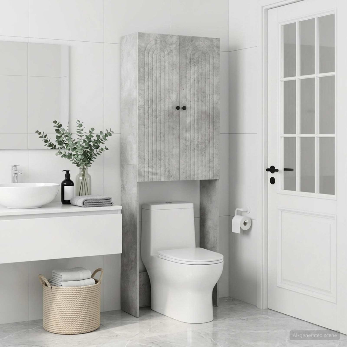 Toilettenschrank ALKMAAR Betongrau 66 x 25,5 x 190 cm