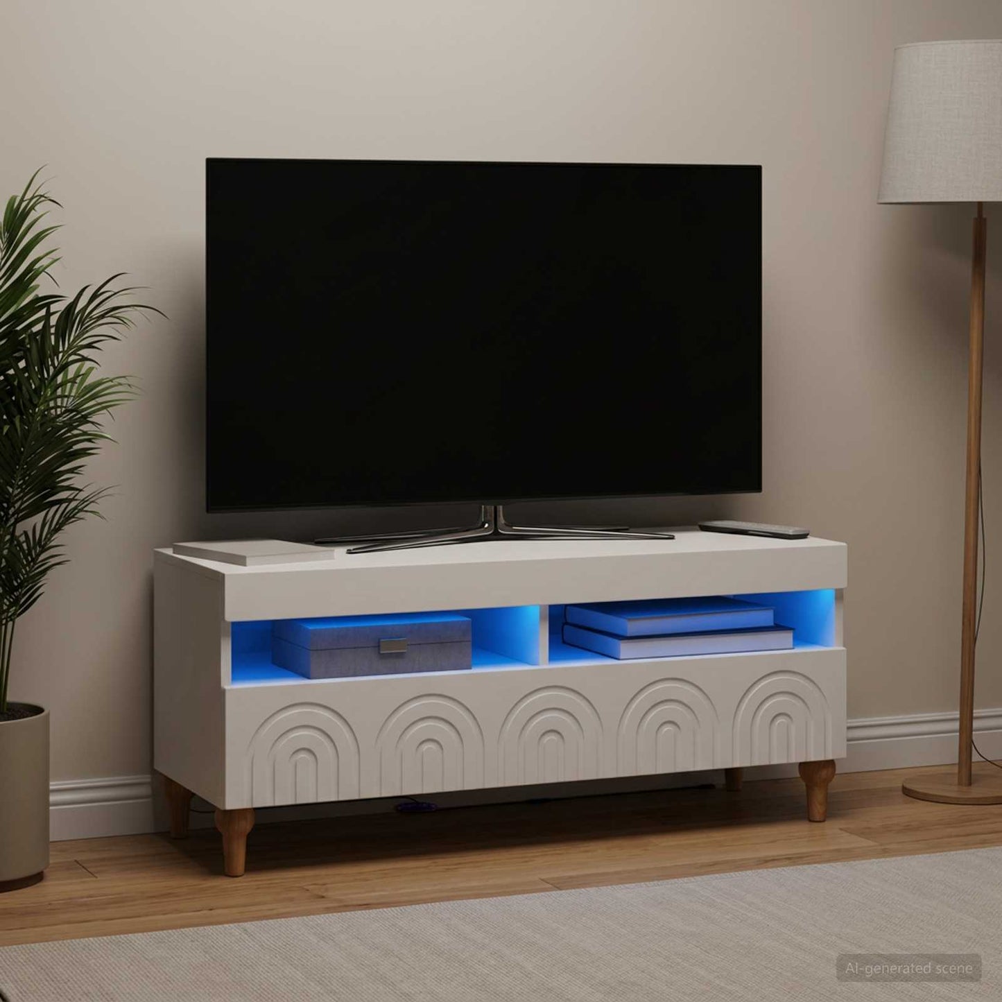 LED-TV-Schrank Weiß Holzwerkstoff