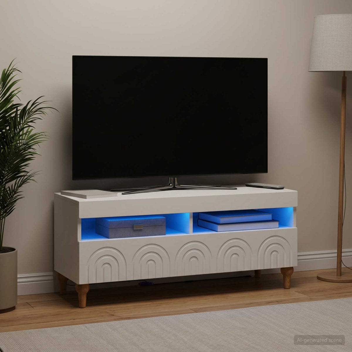 LED-TV-Schrank Weiß Holzwerkstoff