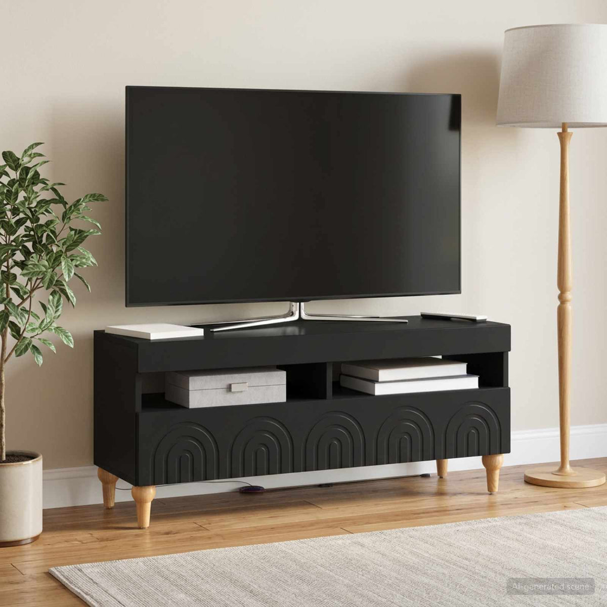 LED-TV-Schrank Schwarz Holzwerkstoff