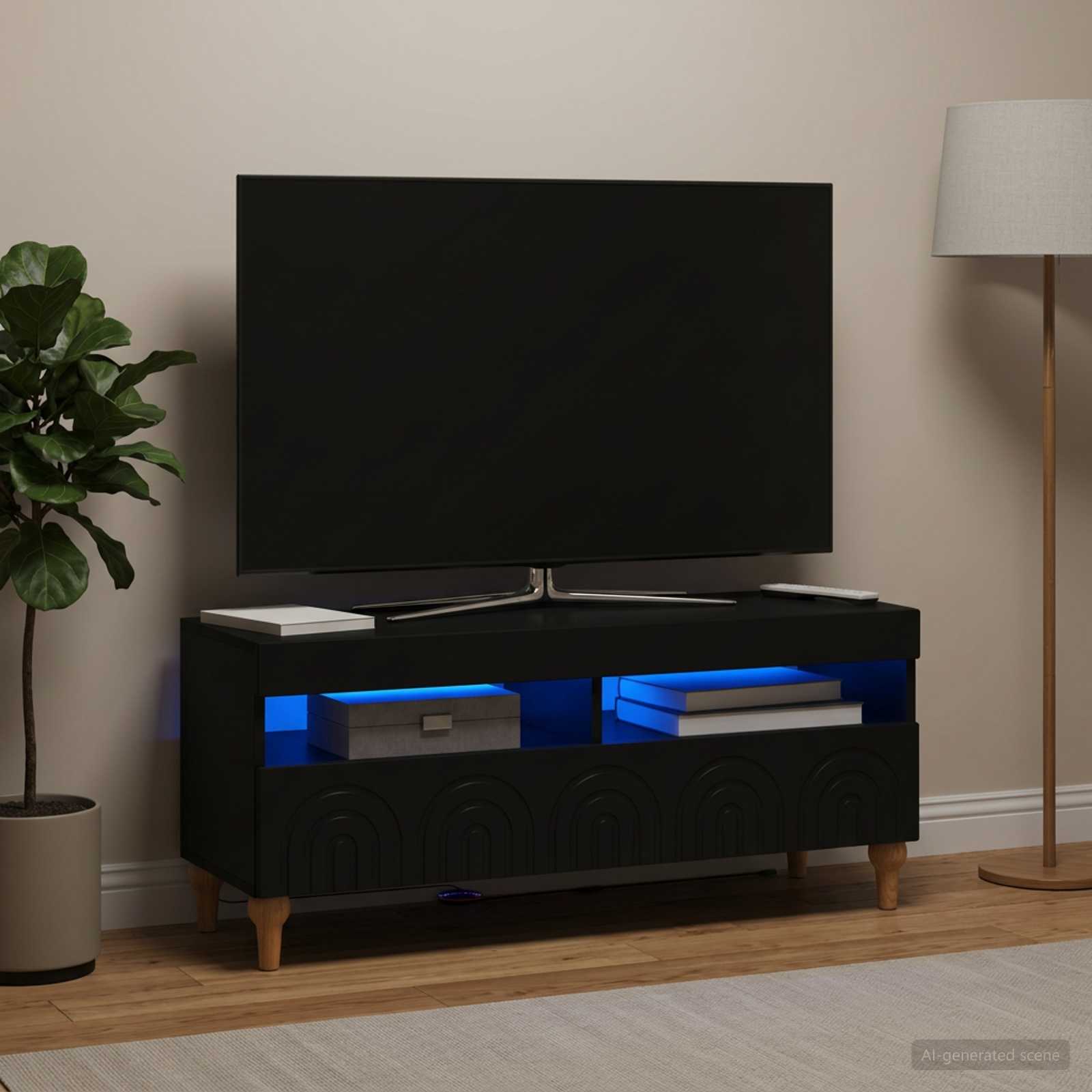 LED-TV-Schrank Schwarz Holzwerkstoff