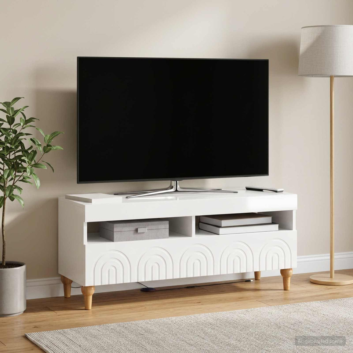 LED-TV-Schrank Hochglanz Weiß Holzwerkstoff