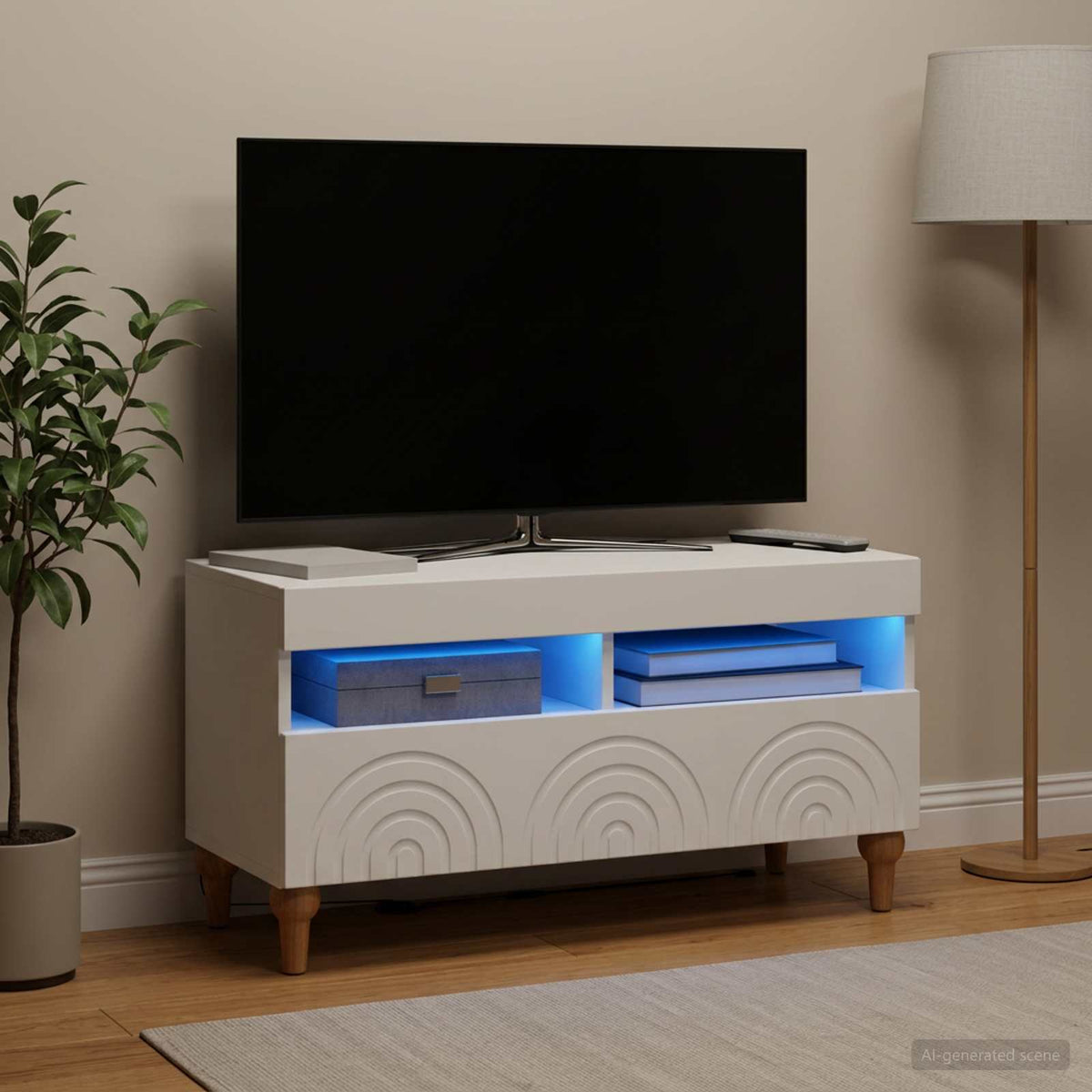 LED-TV-Schrank Weiß Holzwerkstoff