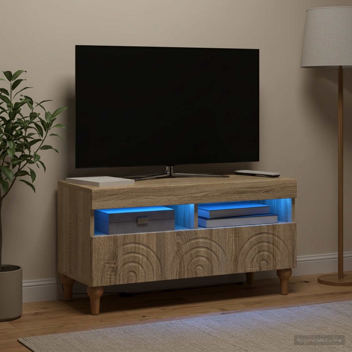LED-TV-Schrank Sonoma-Eiche Holzwerkstoff