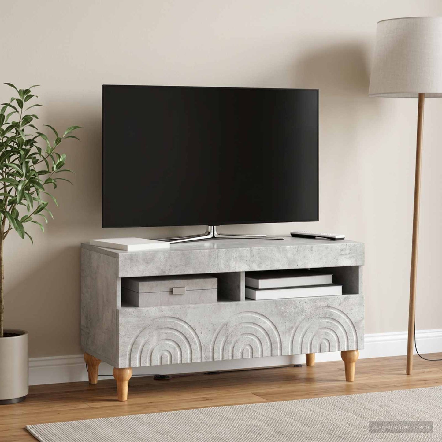 LED-TV-Schrank Betongrau Holzwerkstoff