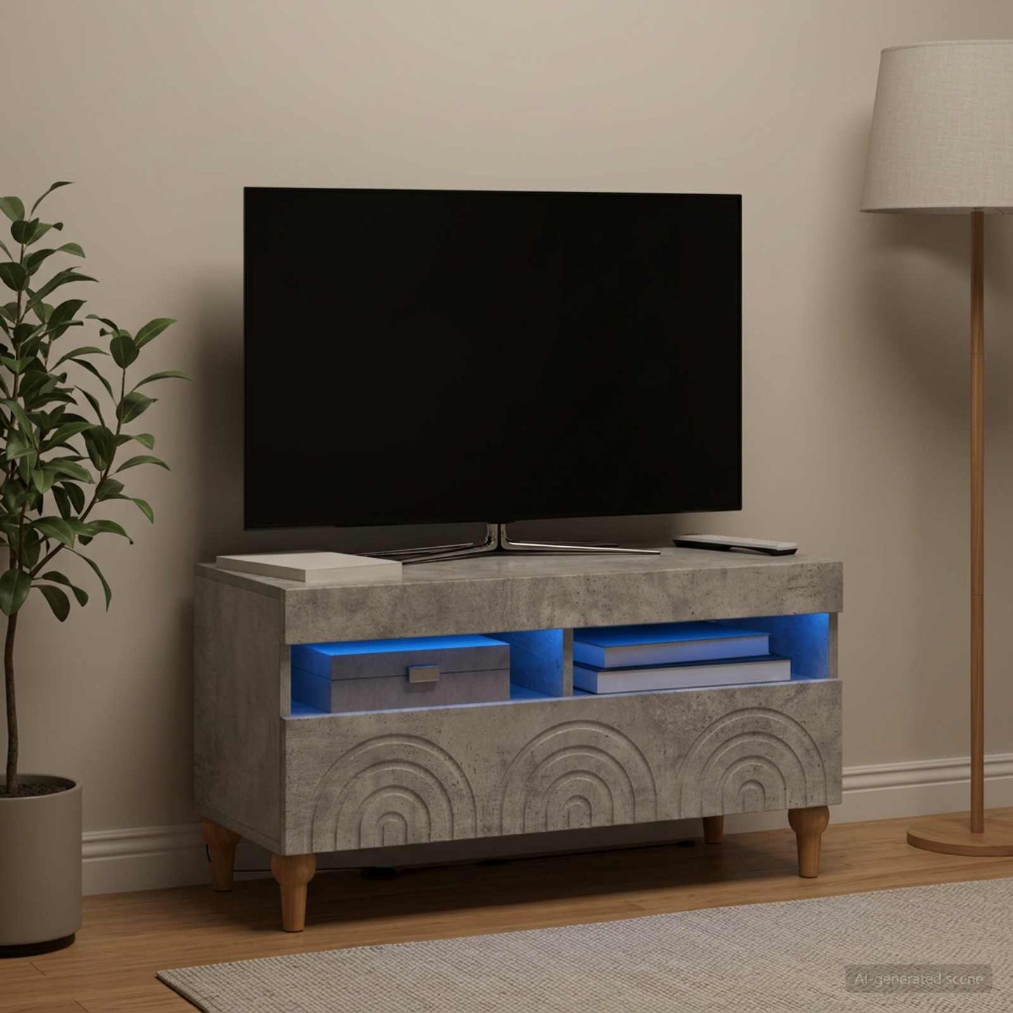 LED-TV-Schrank Betongrau Holzwerkstoff