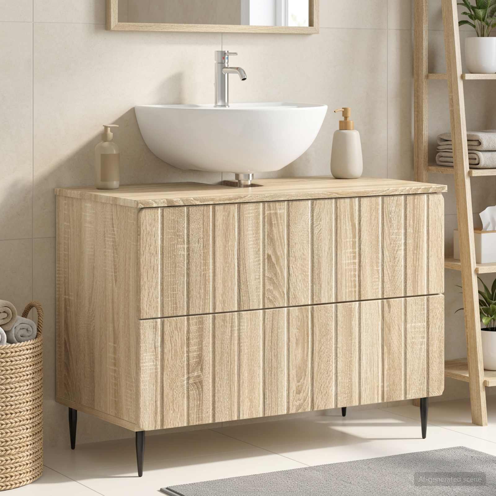 Waschbeckenschrank ZWOLLE Sonoma-Eiche 82 x 41 x 58,5 cm