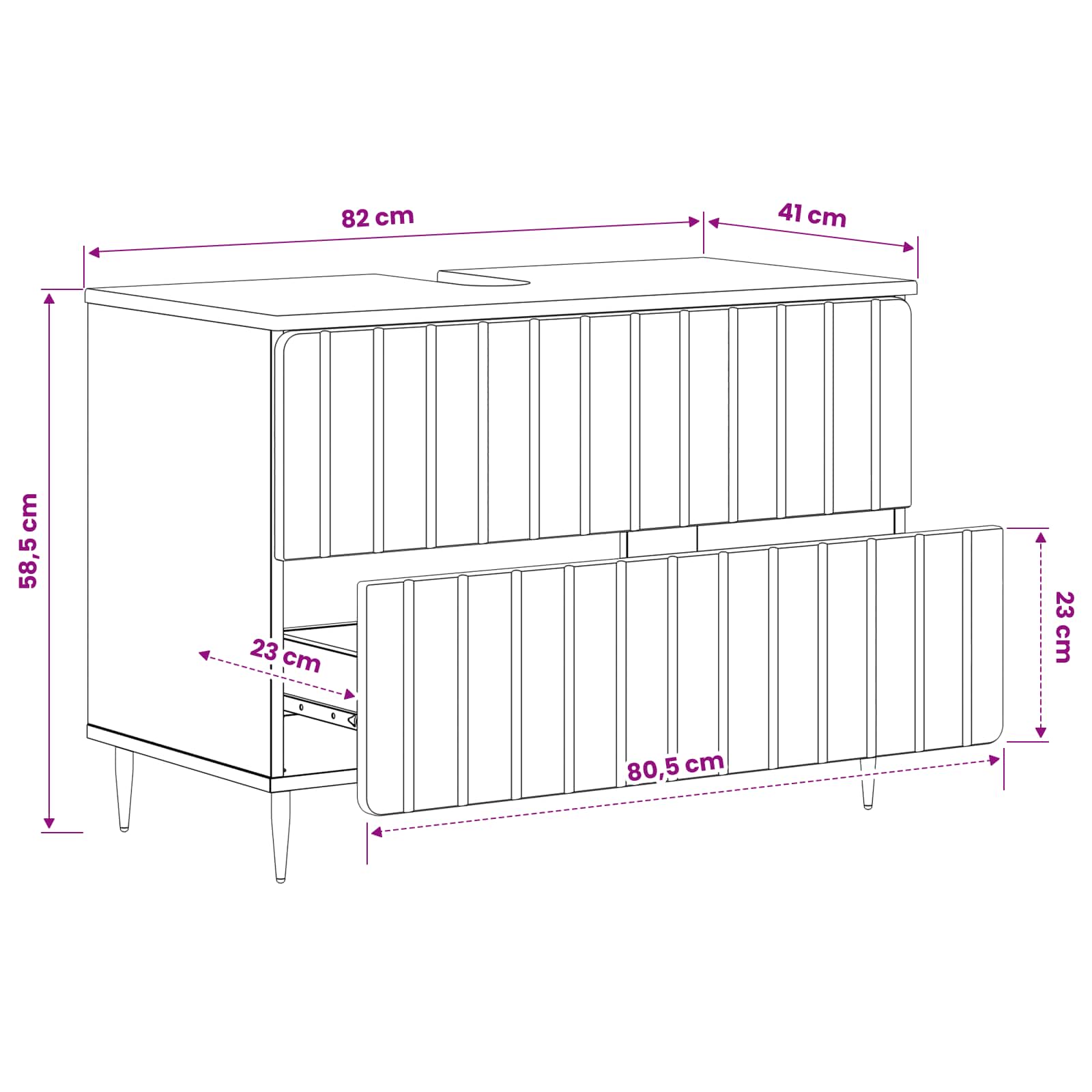 Waschbeckenschrank ZWOLLE Hochglanz Weiß 82 x 41 x 58,5 cm
