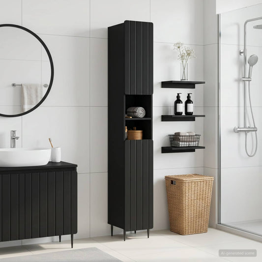 Badezimmerschrank mit offenem Regal ZWOLLE Schwarz