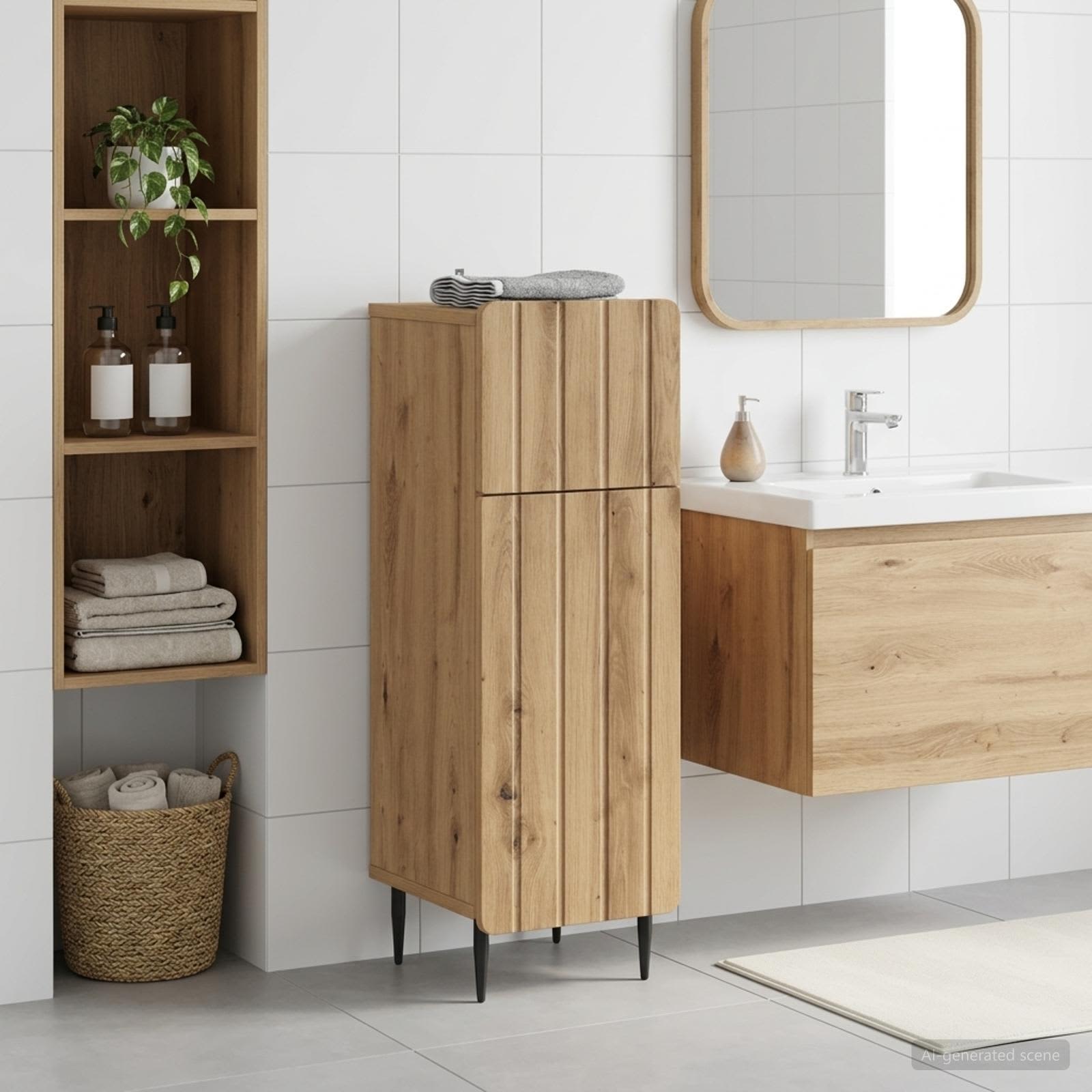 Badezimmer Aufbewahrungsschrank ZWOLLE Artisan-Eiche