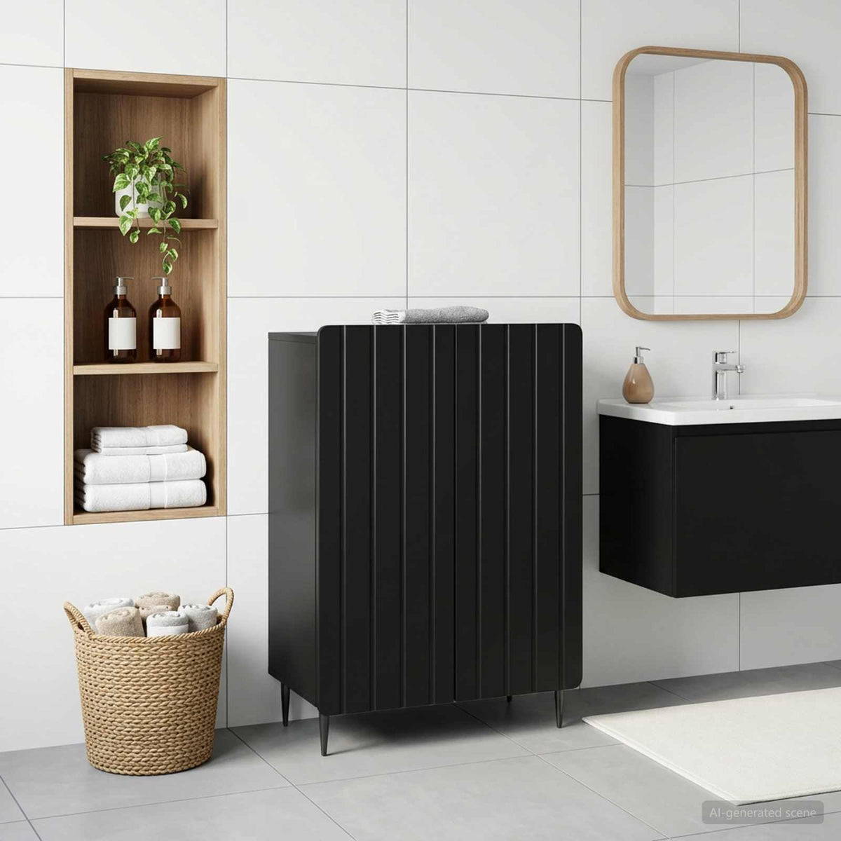 Badezimmer Aufbewahrungsschrank ZWOLLE Schwarz