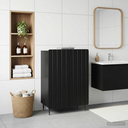 Badezimmer Aufbewahrungsschrank ZWOLLE Schwarz