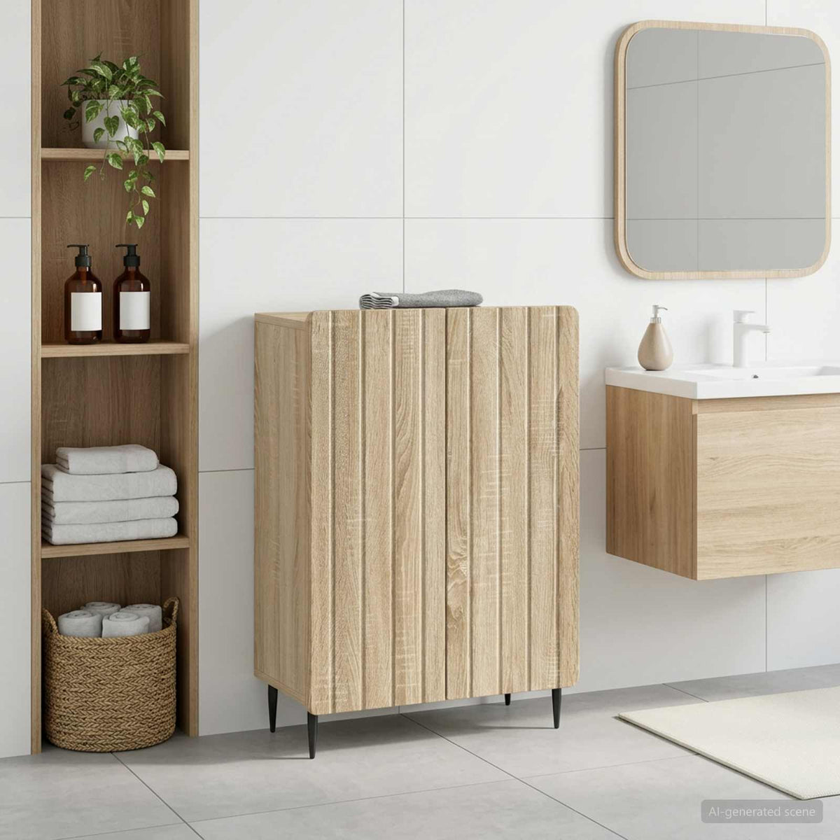 Badezimmer Aufbewahrungsschrank ZWOLLE Sonoma-Eiche