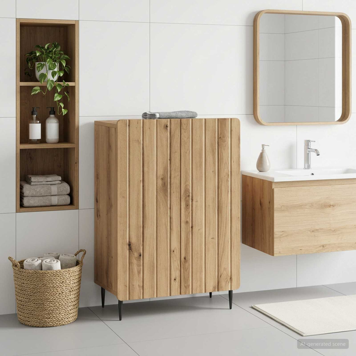 Badezimmer Aufbewahrungsschrank ZWOLLE Artisan-Eiche