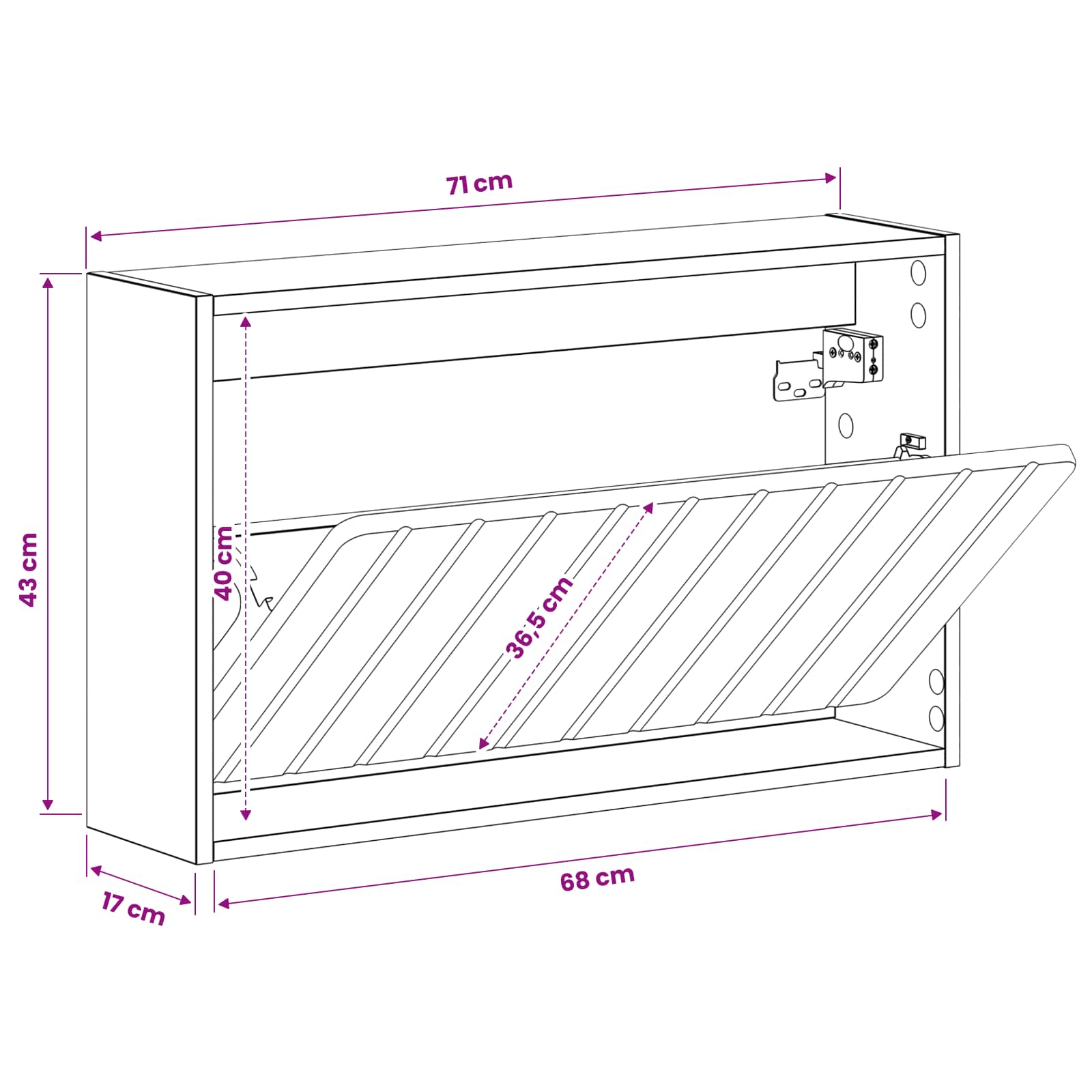 Wandmontierter Schuhschrank ZWOLLE 71 x 17 x 43 cm Weiß