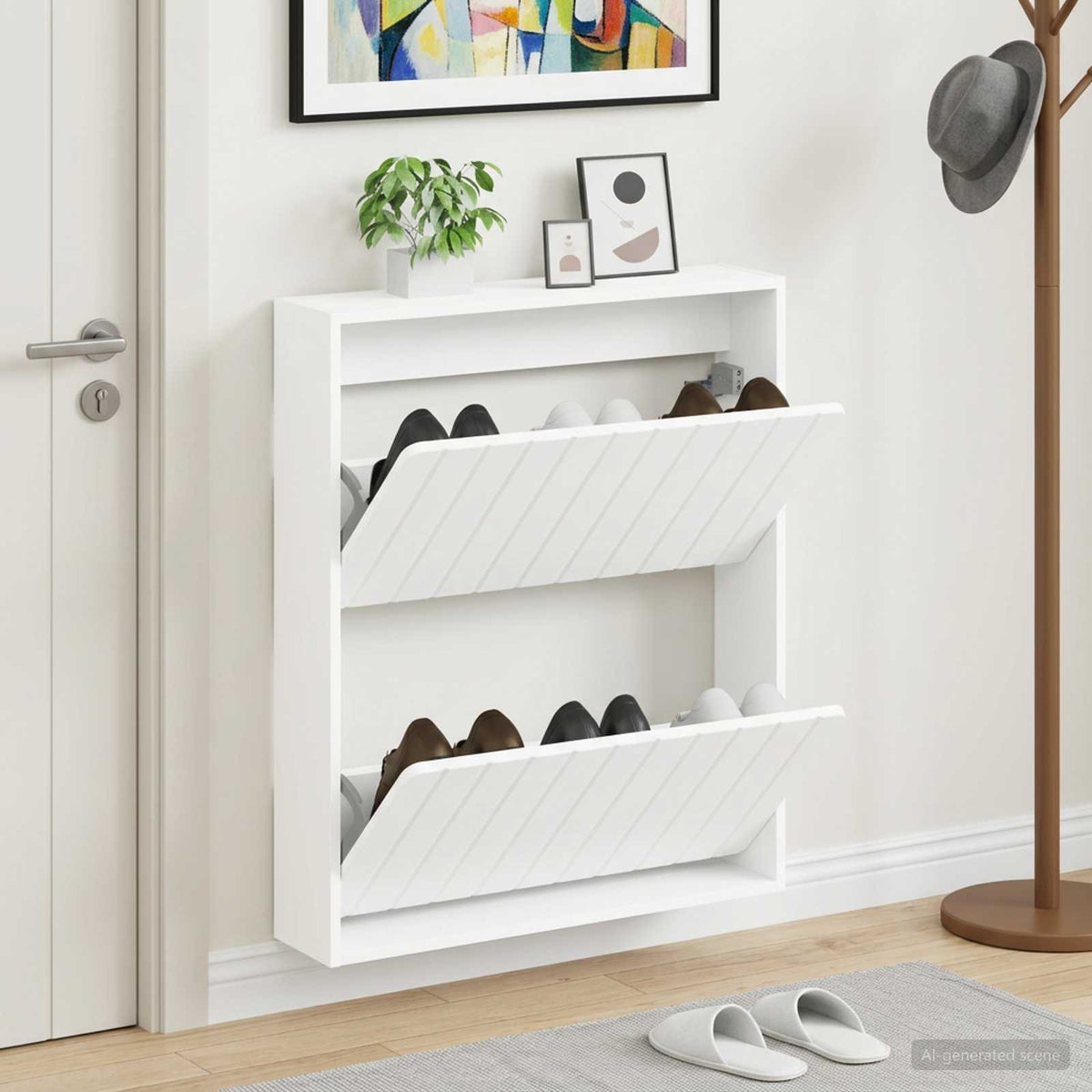 Wandmontierter Schuhschrank ZWOLLE 71 x 17 x 86 cm Weiß