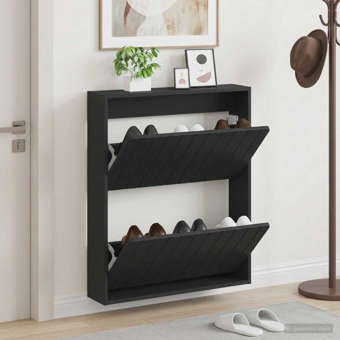 Wandmontierter Schuhschrank ZWOLLE 71 x 17 x 86 cm Schwarz