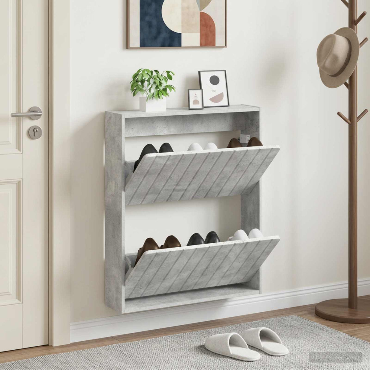 Wandmontierter Schuhschrank ZWOLLE 71 x 17 x 86 cm Betongrau