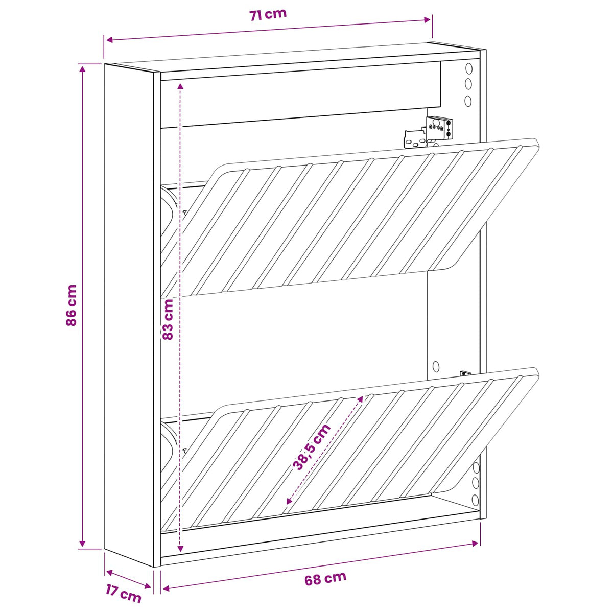 Wandmontierter Schuhschrank ZWOLLE 71 x 17 x 86 cm Betongrau