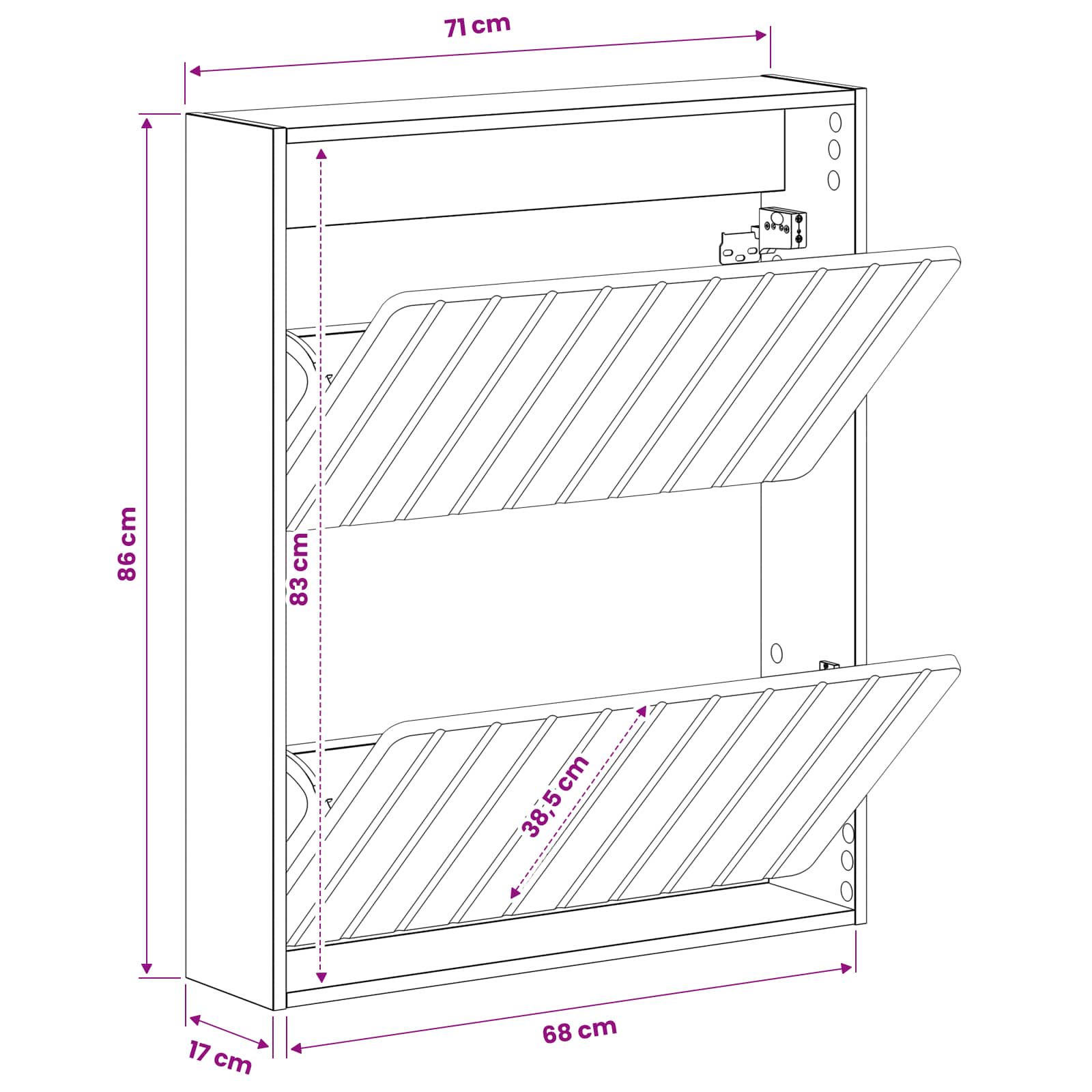 Wandmontierter Schuhschrank ZWOLLE 71 x 17 x 86 cm Betongrau